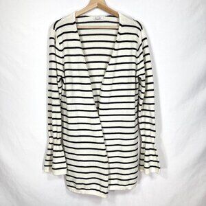 14th & Union Open Cardigan Stripe Minimalist Preppy Academia Boho M